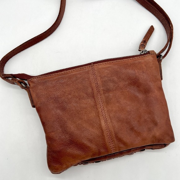 Vilenca Holland Hand Woven Brown Italian Leather Small Crossbody Bag $89 MSRP - Picture 5 of 13